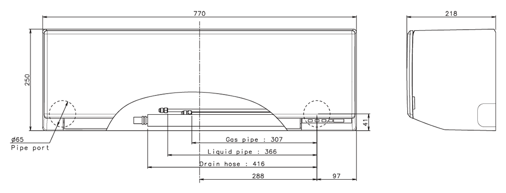 Διαστάσεις μονάδας εσωτερικού χώρου ASEH09KLTA